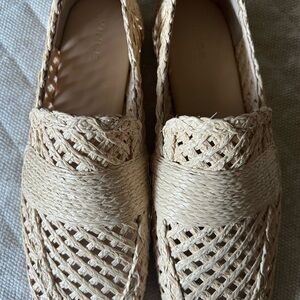 Vince Women's Tan Woven Raffia Loafers NWOT